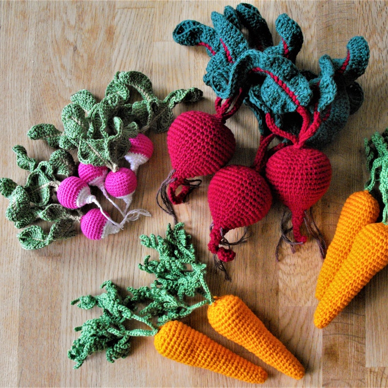 cr3chet Rote Bete, Baumwoll-Gemüsespielzeug, Garn-Spielnahrung für Kinderküche, Markt, vorgetäuschtes Essen, Spielküchenzubehör, handgemachtes Öko-Spielzeug Bild 3