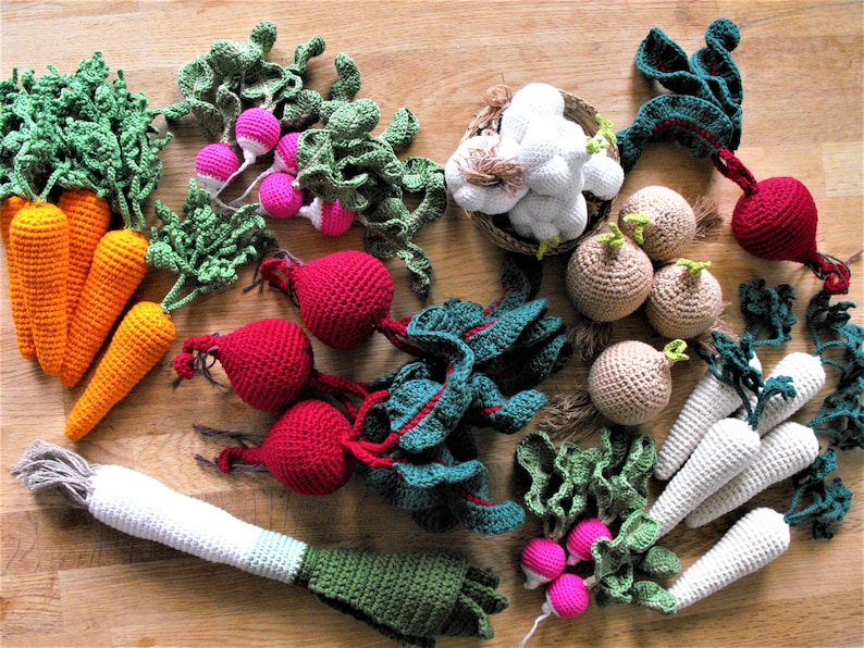 cr3chet Rote Bete, Baumwoll-Gemüsespielzeug, Garn-Spielnahrung für Kinderküche, Markt, vorgetäuschtes Essen, Spielküchenzubehör, handgemachtes Öko-Spielzeug Bild 8