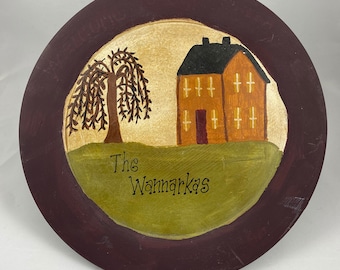 Handpainted primitive welcome plate