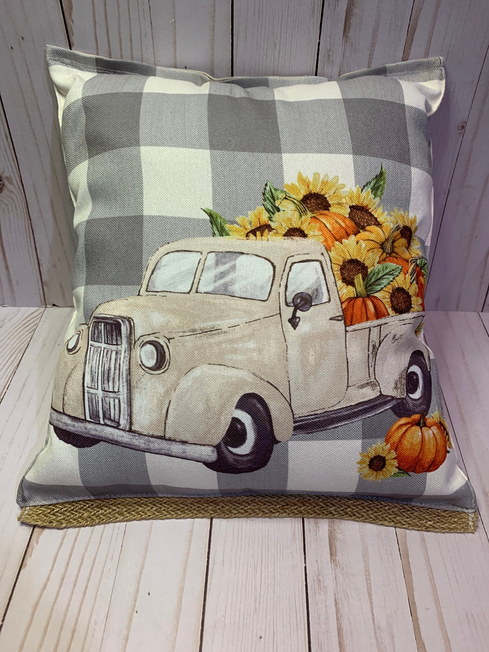 Fall Sunflower Truck pillow Etsy
