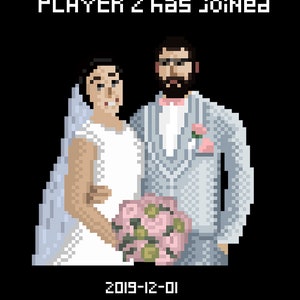 Player 2 Has Joined/ Custom Pixel Art Print/ Special Occasion/ Anniversary Gift/ Wedding Gift/ Gamer Print/ Game Room/ Game Lover Gift image 3
