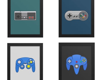 Game Controller Prints/ Retro Game Controllers/ Nintendo Controllers/ Gamer Print/ Game Room/ Fathers Day Gift/ Gamer Gift