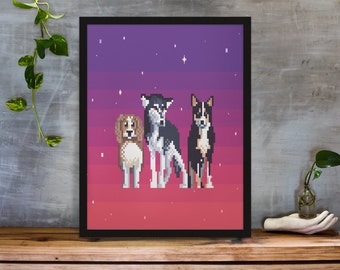 Portrait d'animal de compagnie personnalisé/ Pixel Art personnalisé/ Cadeau Gamer personnalisé/ Impression Gamer/ Art rétro/ Cadeau pour amoureux des chiens/ Cadeau Gamer