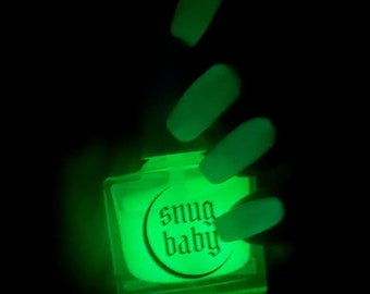 goblin city || glow in the dark nails, indie polish, green nails