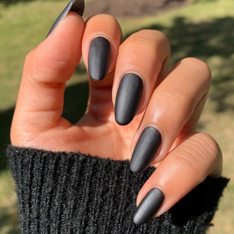 Morticia Matte Black Nail Polish Addams Wednesday Etsy