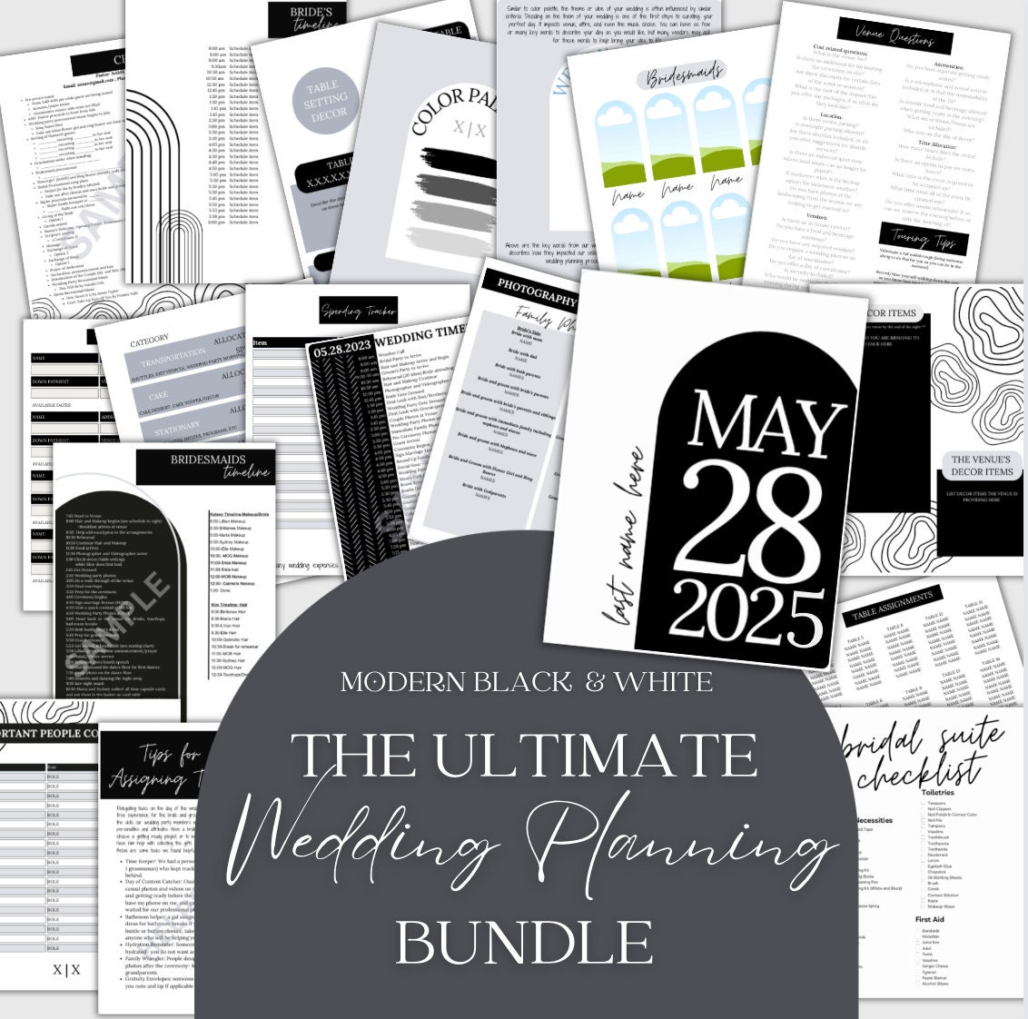 Ultimate Wedding Planning Binder Template | Modern Theme, Customizable Canva Template, Printable Wedding Planner & Day Of Binder, Checklist