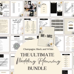 Ultimate Wedding Planning Binder Template | Customizable Canva Template,Printable Wedding Planner & Day Of Binder, Checklist, Champagne
