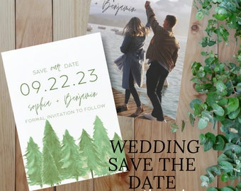 Forest Wedding Save the Date | Customizable Template | Green | Printable Template | Woods | Simple | Nature | Unique