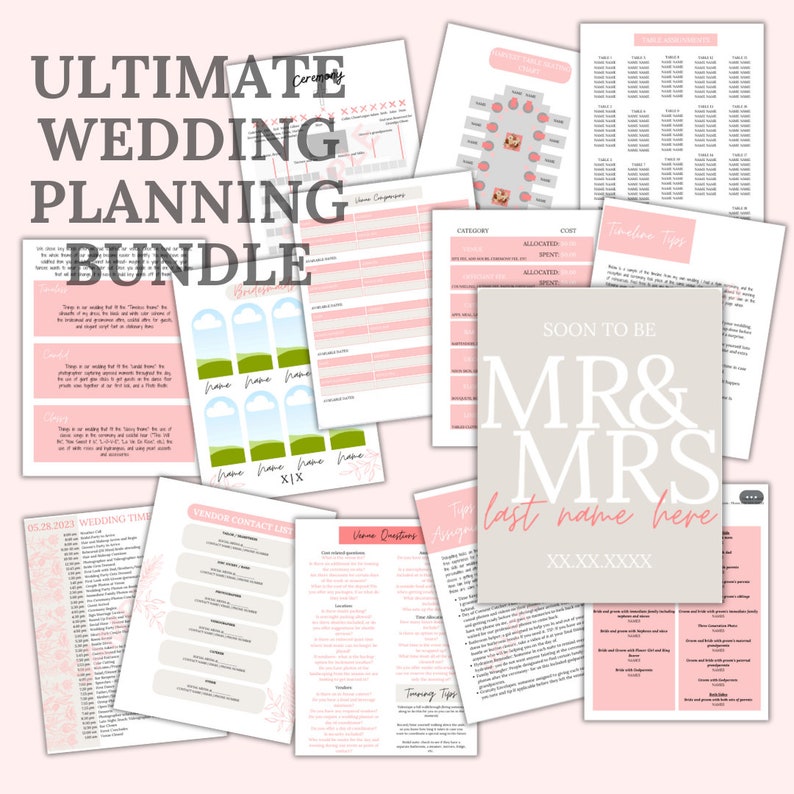 The Ultimate Wedding Planning Binder Template Pink Floral Theme