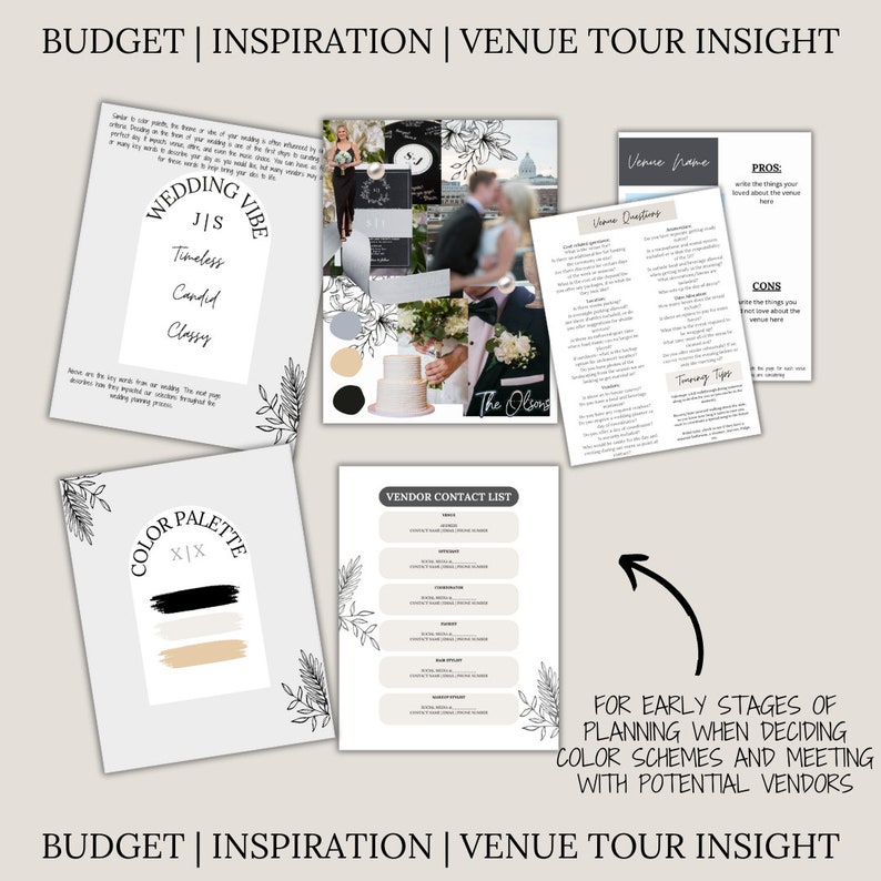 Ultimate Wedding Planning Binder Template Modern Neutral,Customizable Canva Template, Printable Wedding Planner & Day Of Binder, Checklist image 2