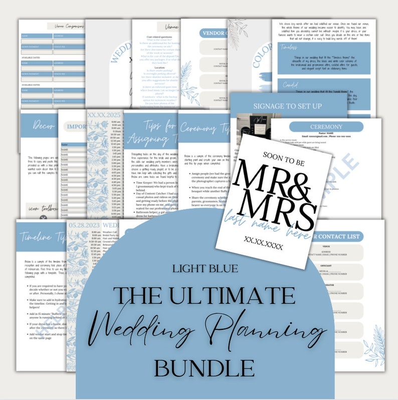 Ultimate Wedding Planning Binder Template, Customizable Canva Template, Printable Wedding Planner, Day Of Binder,Itinerary Planner Checklist image 1