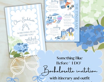 Something Blue | Bachelorette Invitation | Itinerary and Outfit Inspiration Templates|Bachelorette Stationery|Blue Bachelorette Party Invite