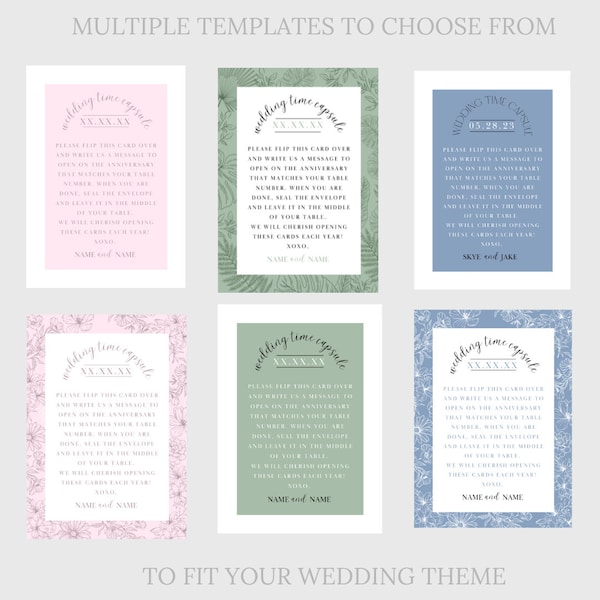 Wedding Time Capsule Card Template | CUSTOMIZABLE CANVA DOWNLOAD | Wedding Stationery | Printable Template