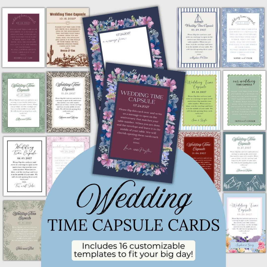 Time Capsule Card Design Examples Wedding Time Capsule Card Template | Customizable Canva Digital ...