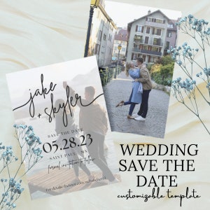 Modern Wedding Save the Date | Customizable Template | Black and White | Printable Template | Modern | Simple | Timeless | Unique
