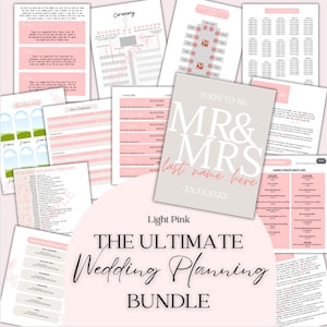 Ultimate Wedding Planning Binder Template | Pink Theme, Customizable Canva Template, Printable Wedding Planner & Day Of Binder, Checklist
