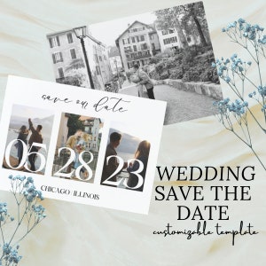 Minimalist Wedding Save the Date | Customizable Template | Black and White | Printable Template | Modern | Simple | Timeless | Unique