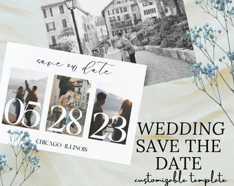 Minimalist Wedding Save the Date | Customizable Template | Black and White | Printable Template | Modern | Simple | Timeless | Unique