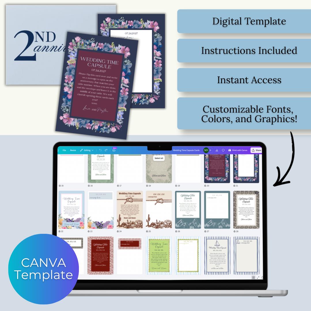 Time Capsule Card Design Examples Wedding Time Capsule Card Template | Customizable Canva Digital ...