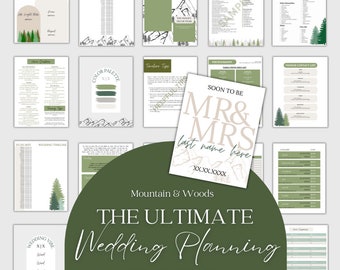 The Ultimate Wedding Planning Binder Template | Green Mountain+Woods Theme, Customizable Template, Printable Wedding Planner & Day Of Binder