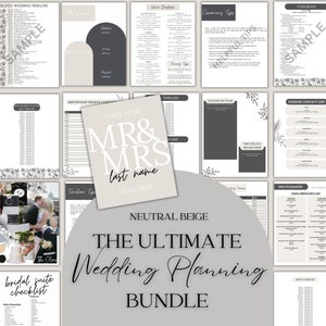 Ultimate Wedding Planning Binder Template Modern Neutral,Customizable Canva Template, Printable Wedding Planner & Day Of Binder, Checklist image 1