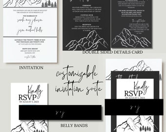 Modern Mountains: Harlow Invitation Suite (Customizable Canva Template)
