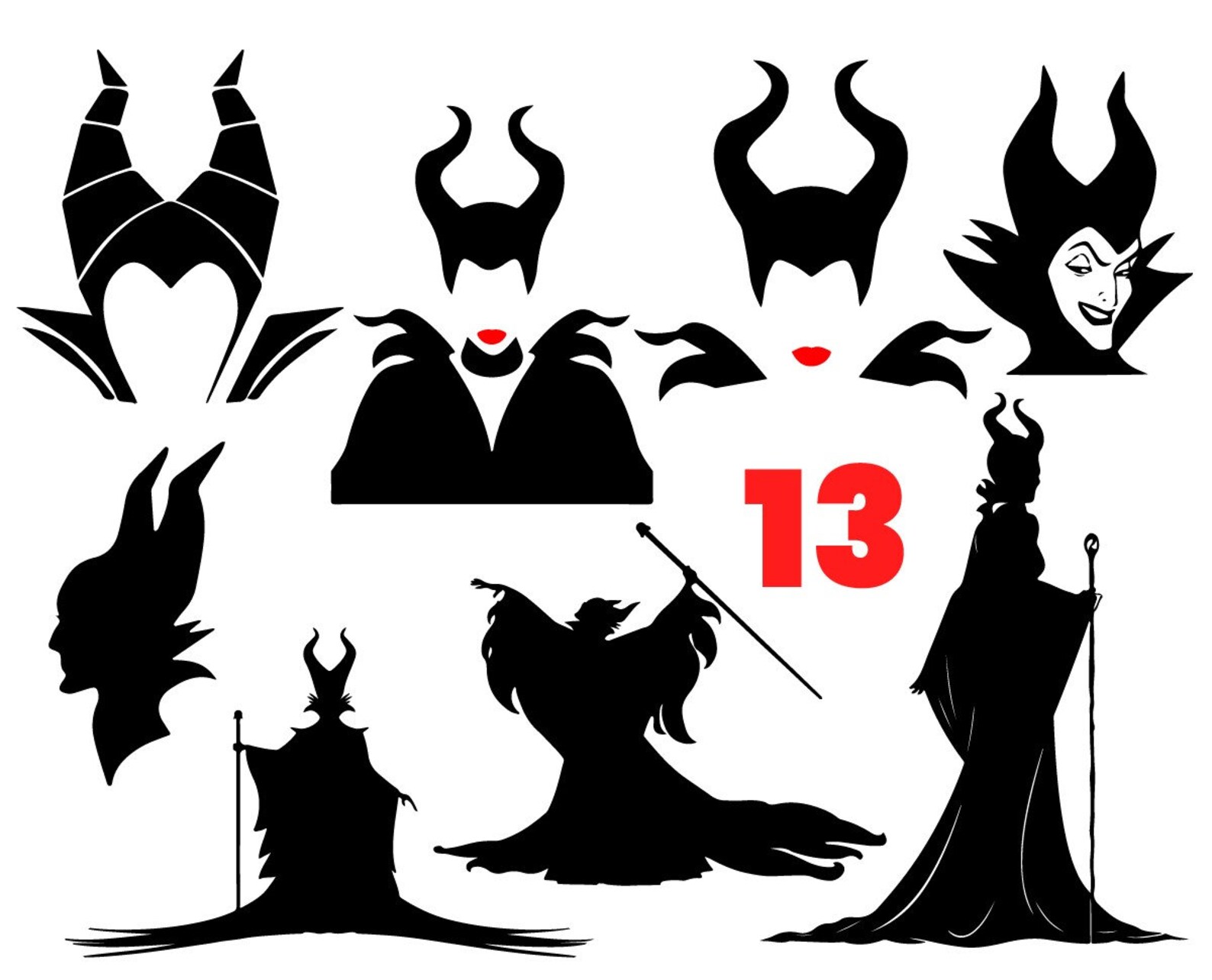 13 Maleficent Svg Vector Silhouette Maleficent Cutfiles For Etsy