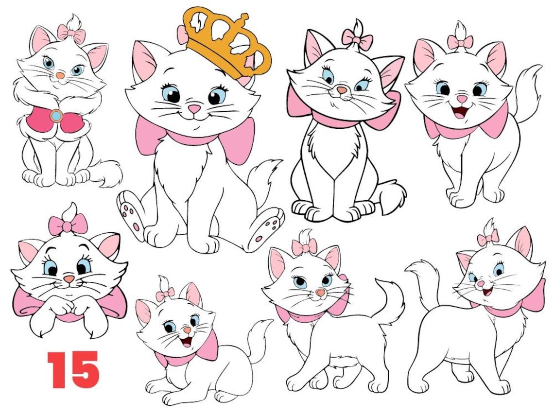 15 The Aristocats SVG clipart cutfile in PNG SVG Ai Marie | Etsy