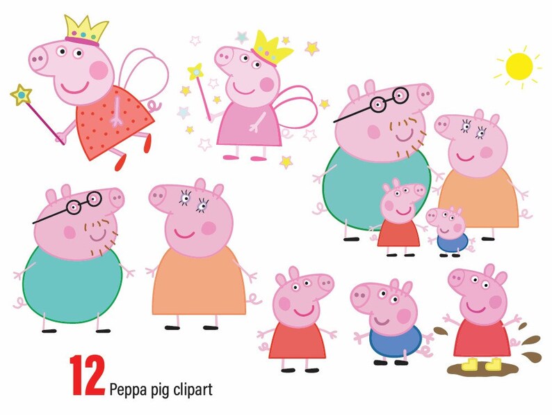 Download 12 Peppa Pig SVG Peppa Pig Family Clipart Files in SVG PNG ...