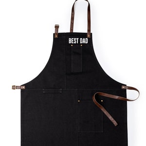 Tablier Canvas Et Cuir Noir 100 Coton Fait A Montreal Etsy