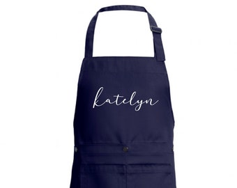 Personalized Blue Apron, 2 pockets apron, personalized serving apron, adjustable apron, Fathers day gift ,unisex apron, gift for her, Mother