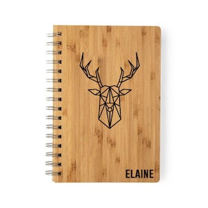 Ilustrated Book with name Engraved,Personalised Eco friendly Notebook Set, Laser Engraved Wood, Gift for Writter, Gift for Her, Gift For Him
