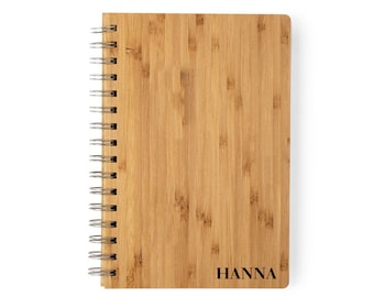 Personalised Eco friendly Notebook Set, Laser Engraved Wood, Personalized Name, Gift for Writter, Gift for Her, Gift For Him,