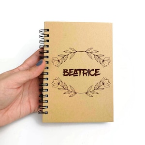 Caderno de flores personalizado com nome gravado, caderno ecológico personalizado, cartão reciclado gravado a laser, presente para escritor, dia dos pais
