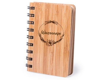 Personalized Eco friendly Engraved Notebook, Laser Engraved Wood, Personalized Name, Gift for Writter, Girlfriend, Pocket Notebook, Bamboo
