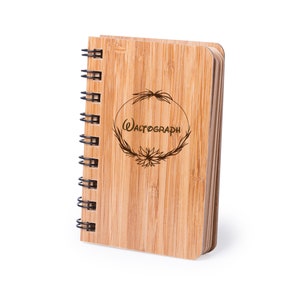 Personalized Eco friendly Engraved Notebook, Laser Engraved Wood, Personalized Name, Gift for Writter, Girlfriend, Pocket Notebook, Bamboo