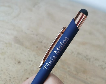 Gepersonaliseerde luxe soft-touch roségouden pen, rubberen soft-touch-balpen, mooie aangepaste pen