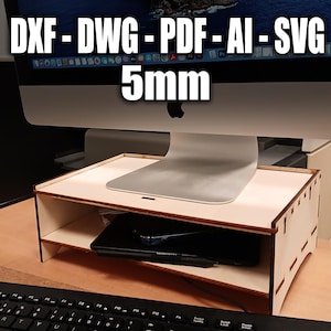 Desktopmonitorstandaardorganizer. Lasergesneden vector in svg-, dxf-, dwg-, pdf- en ai-indelingen