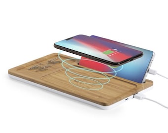 Table Organizer With Wifi Charger for Iphone or Android, Bamboo desk organizer with wifi charge