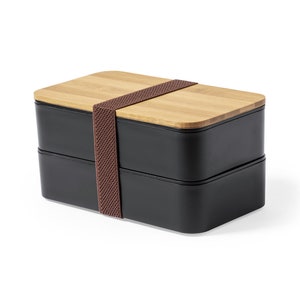 Personalized Engraved Bamboo Black PP Lunchbox Set, Bentobox,Lunchbag,Bamboo,Eco Friendly,Zero Waste,Vegan,Picnics, Plastic Free,Gift