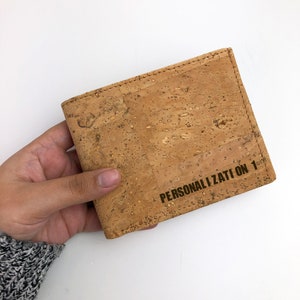 Cartera de corcho para hombre grabada, cartera de corcho personalizada, cartera de corcho para hombre personalizada, cartera de corcho natural de alta calidad, regalo de Navidad