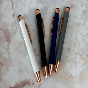 Gepersonaliseerde luxe soft-touch roségouden pen, rubberen soft-touch balpen, fancy custom pen