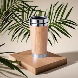 Custom Bamboo Tumbler with lid, Personalized  mug, Graduation Gift, coffee travel mug, on the go mug