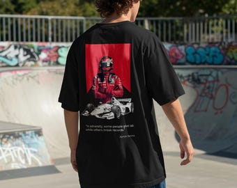 Übergröße schwarzes Racing TShirt, F1 übergroßes Shirt, Vintage Sport schwarzes T-Shirt Geschenk