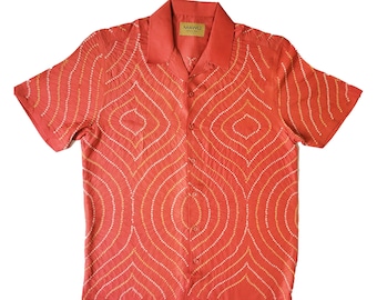 Tree Lines Bandhani Tie-Dye Silk Shirt