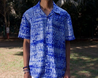 Rainfall Shibori Silk Shirt