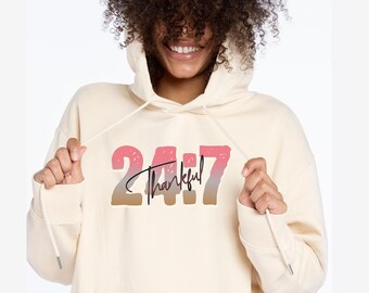 Dankbares 24/7 Kapuzenshirt, Trendige Herbstfarben