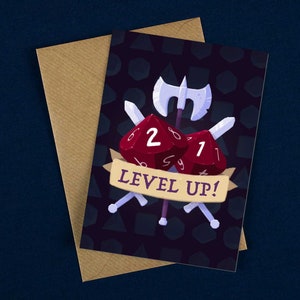 21 Level Up Geburtstagskarte / D&D Geburtstagskarte / D100 Geburtstagskarte / 21. Geburtstagskarte / DnD Geburtstagskarte / Würfel Geburtstagskarte / D20 Karte