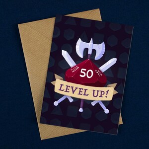 50 Level Up Geburtstagskarte / D&D Geburtstagskarte / D100 Geburtstagskarte / 50 Geburtstagskarte / DnD Geburtstagskarte / Würfel Geburtstagskarte / D20 Karte