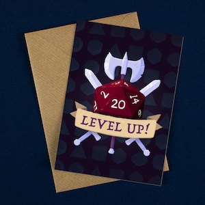 20 Level Up Geburtstagskarte / D&D Geburtstagskarte / D20 Geburtstagskarte / 20. Geburtstagskarte / DnD Geburtstagskarte / Würfelkarte / Critical Hit Karte